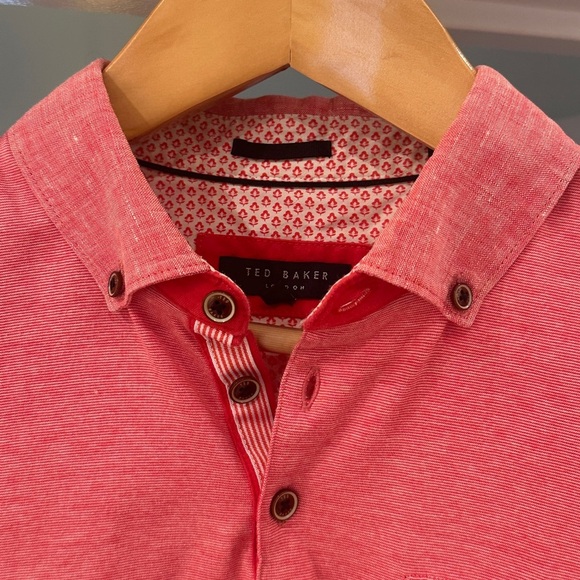 Ted Baker Pink “ish” / Red Polo Shirt Vibrant Design - Picture 3 of 9